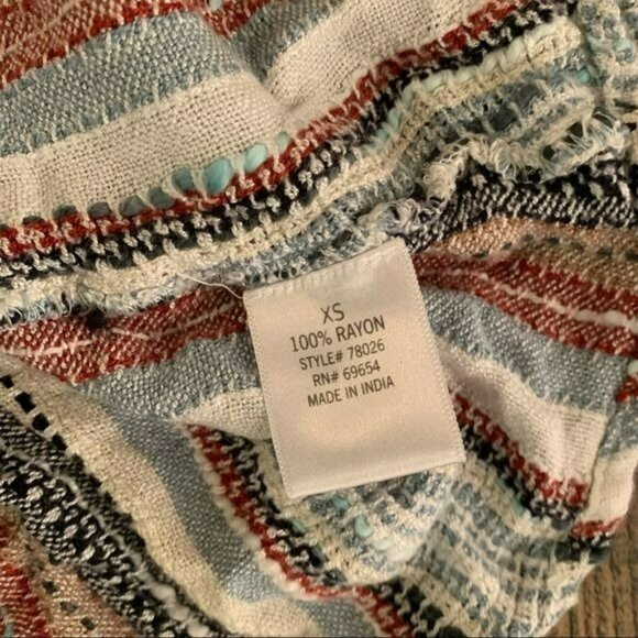 Blue rain women's size x-small long sleeve knit striped top with neck ties - Picture 9 of 11